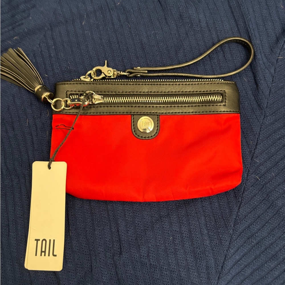 Tail Vibrant Red and Black Wristlet Clutch